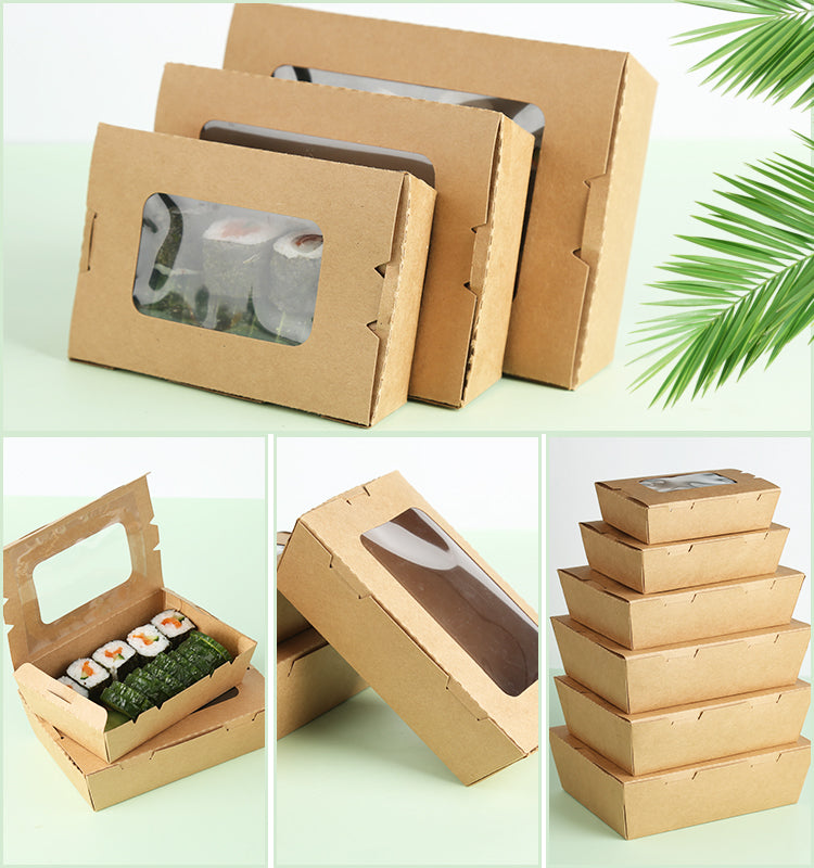 Eco-friendly compostable kraft paper food lunch packaging box