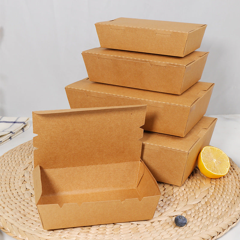 Disposable kraft paper takeaway food container box