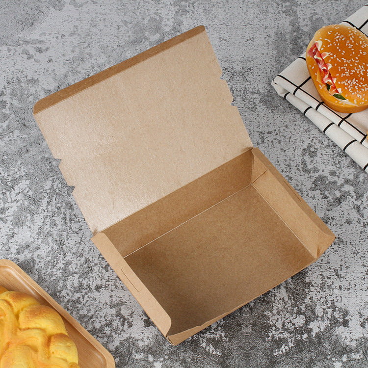 Disposable kraft paper takeaway food container box