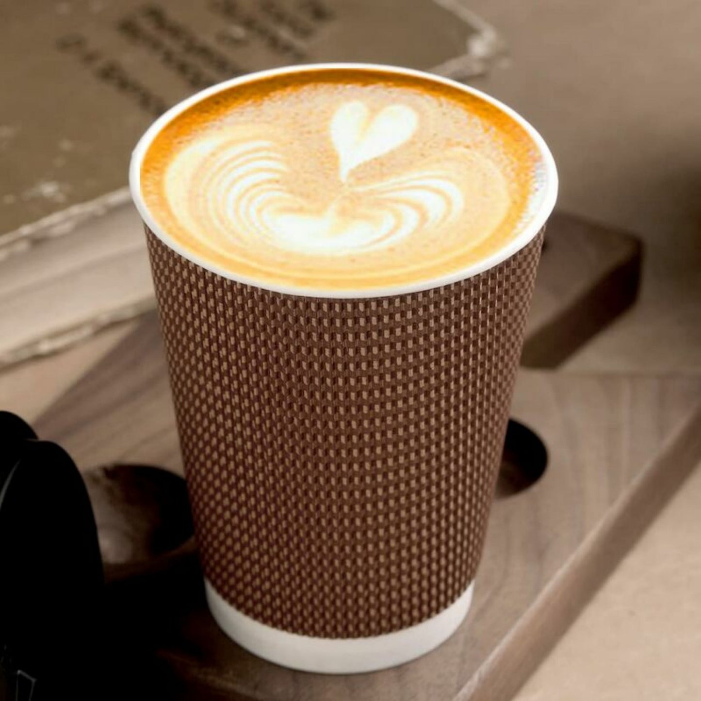 Hot Drink Papercups Burgundy Rippled Easy Grip Disposable Coffee Cups without Lids