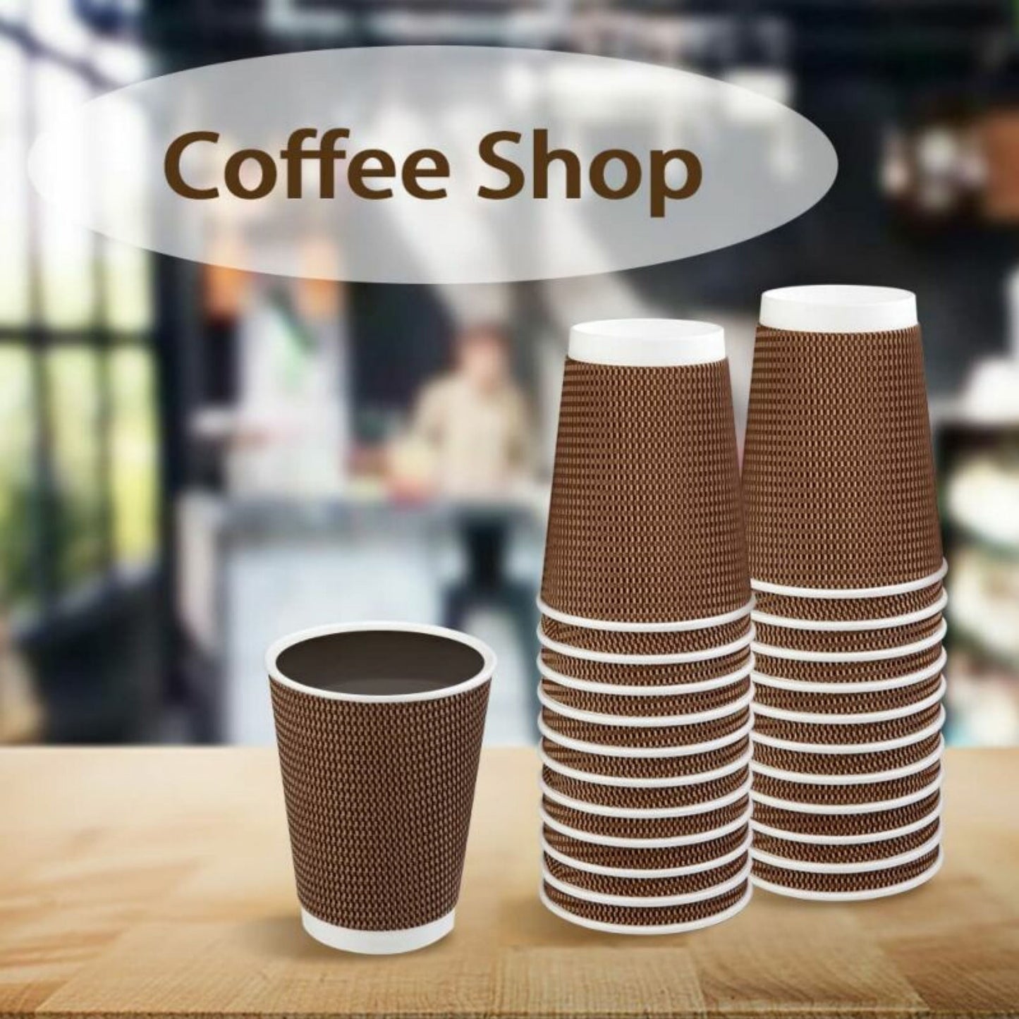 Hot Drink Papercups Burgundy Rippled Easy Grip Disposable Coffee Cups without Lids