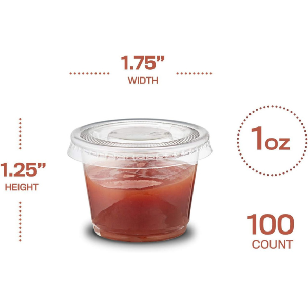 Plastimade Clear Disposable Plastic Portion Cups With Lids