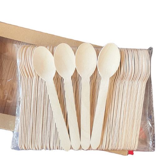 Disposable biodegradable wooden cutlery wooden spoon 100 pcs