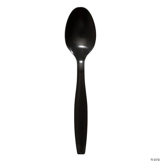 Black Disposable Plastic 18 cm Cutlery Spoons,Forks,Knives