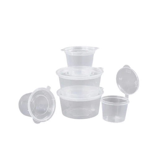 Transparent Small Disposable Plastic Sauce Cup With Hinged