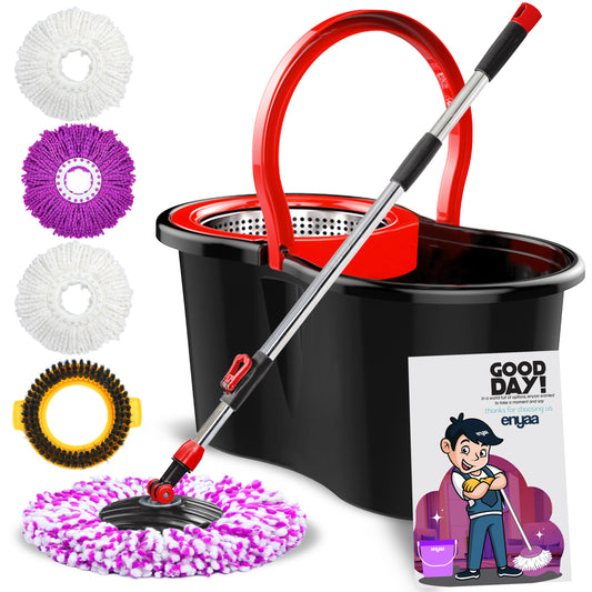 ENYAA MAGIC SPIN MOP AND BUCKET SET MOP BLACK