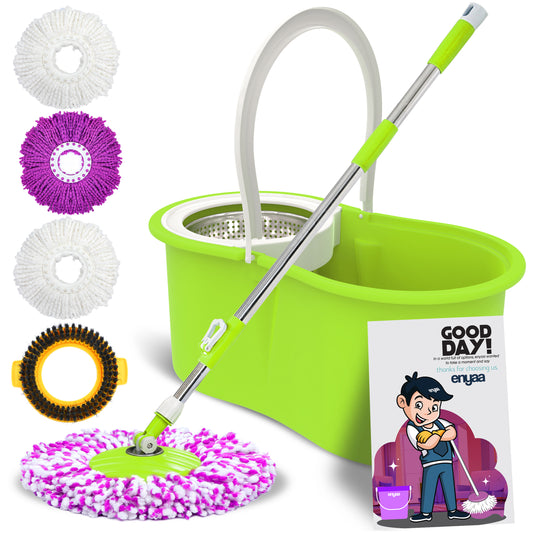 ENYAA MAGIC SPIN MOP AND BUCKET SET MOP GREEN