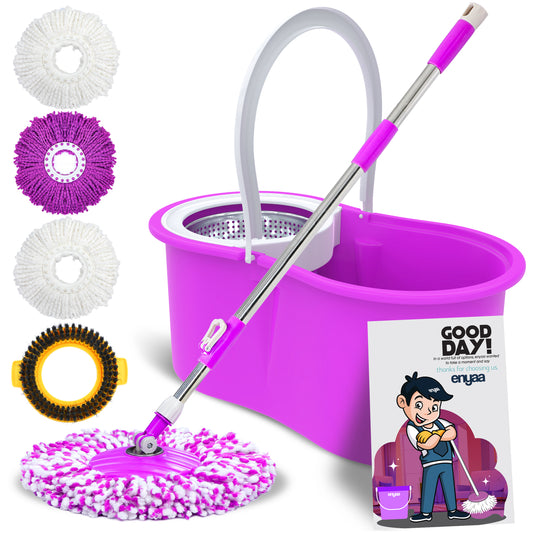 ENYAA MAGIC SPIN MOP AND BUCKET SET MOP PURPLE